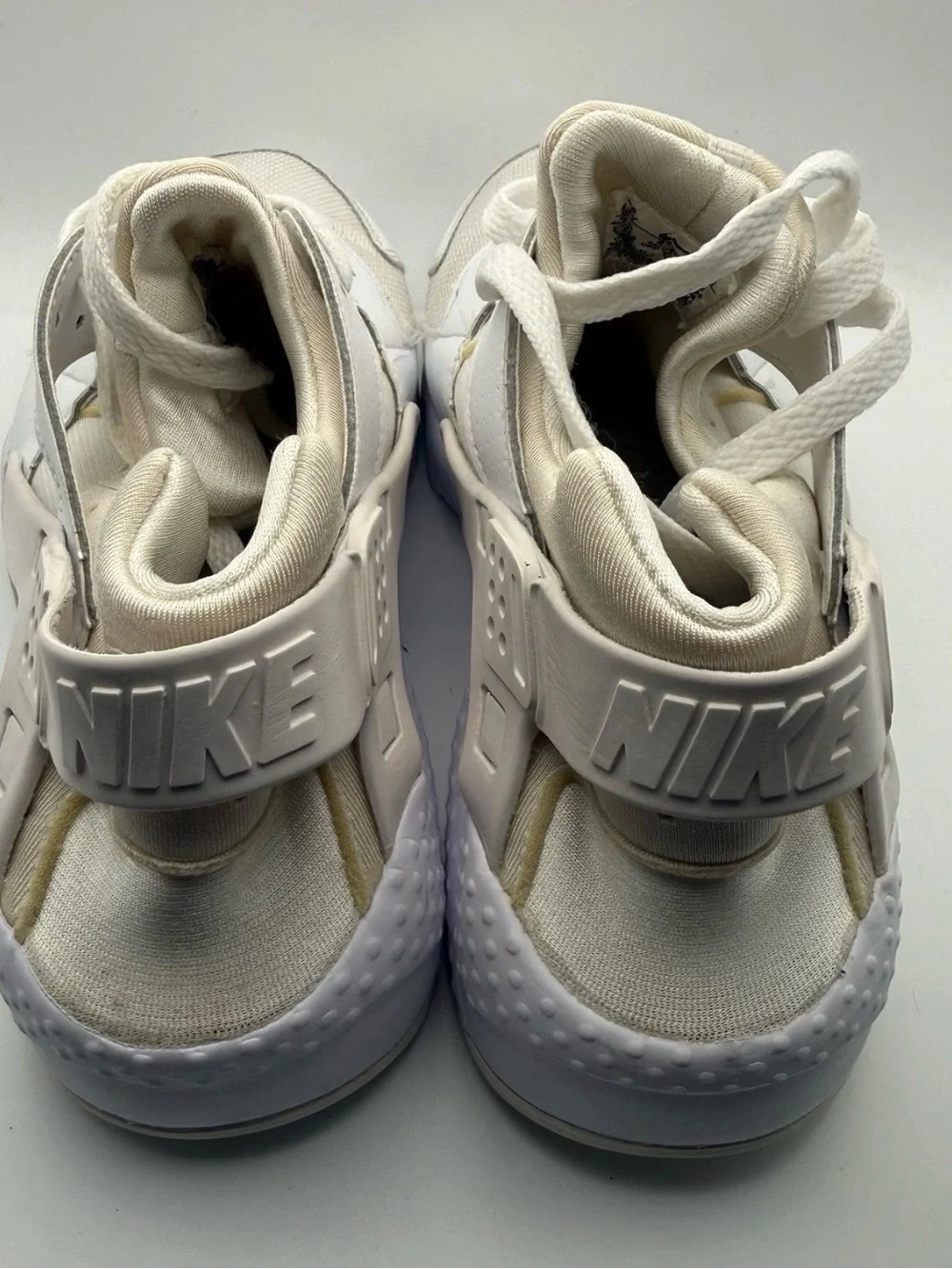 Nike Kids White and Tan Lace-Up Sneakers 6.5